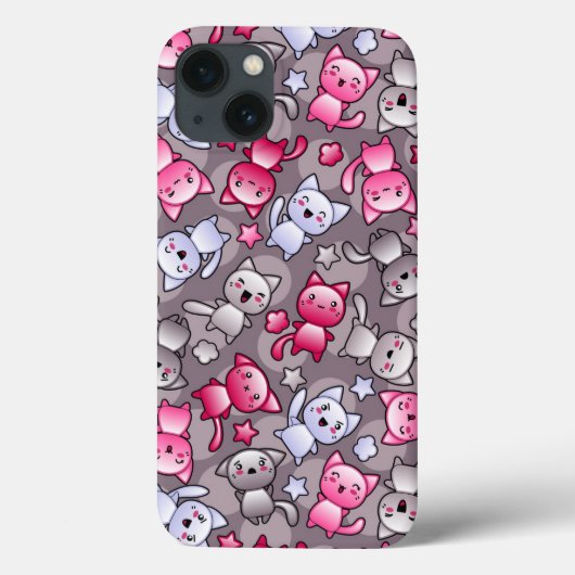 Coques Case-Mate iPhone motif avec chats kawaii doodle mignon (Verso)
