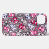 Coques Case-Mate iPhone motif avec chats kawaii doodle mignon (Verso (horizontal))