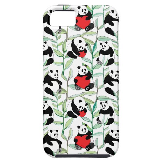 Coques Case-Mate iPhone motif avec de beaux pandas avec des coeurs (Dos)
