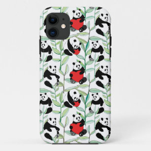 Coque Case-Mate Pour iPhone motif avec de beaux pandas avec des coeurs