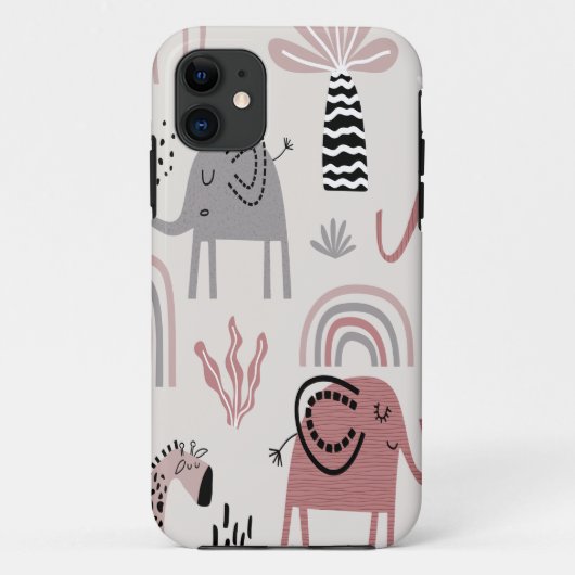 Coques Case-Mate iPhone motif avec de mignons éléphants et girafes géant (Dos)