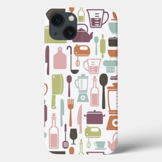 Coques Case-Mate iPhone Motif avec icônes de cuisine colorées (Verso)