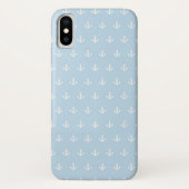 Coques Case-Mate iPhone Motif avec les ancres blanches sur le bleu (Dos)