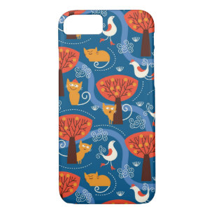 Coque iPhone 8/7 motif avec les chats et les oiseaux mignons