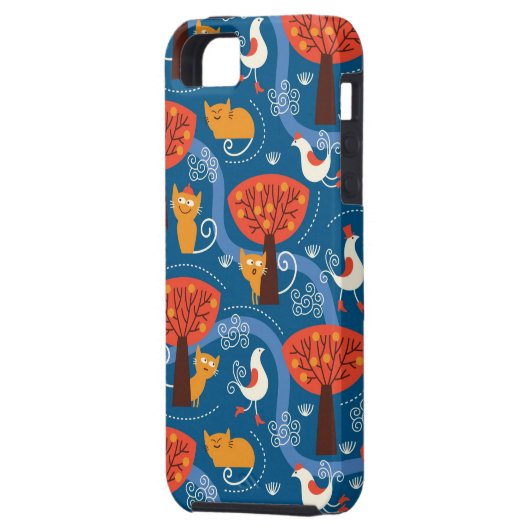 Coques Case-Mate iPhone motif avec les chats et les oiseaux mignons (Dos gauche)