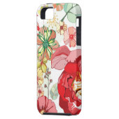 Coques Case-Mate iPhone Motif avec les fleurs rouges (Dos gauche)
