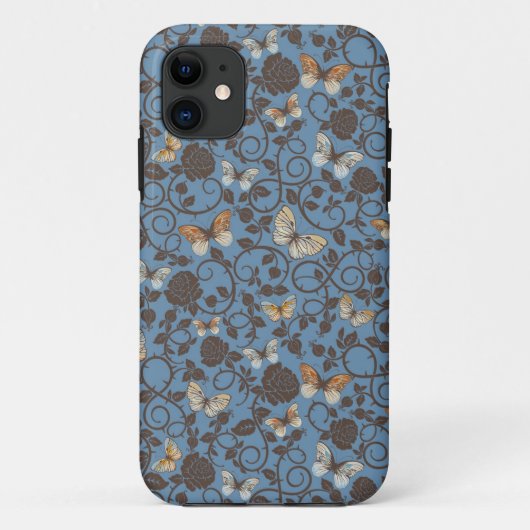 Coques Case-Mate iPhone motif avec les roses et le papillon (Dos)