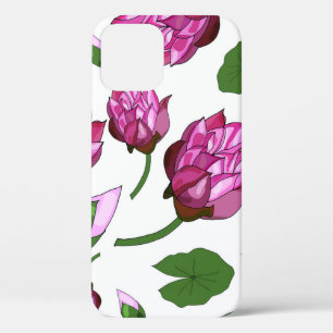 Case-Mate iPhone Case Motif avec lotus et feuilles sur fond blanc