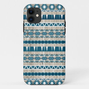 Coque iPhone 11 Motif aztèque moderne sur le bois