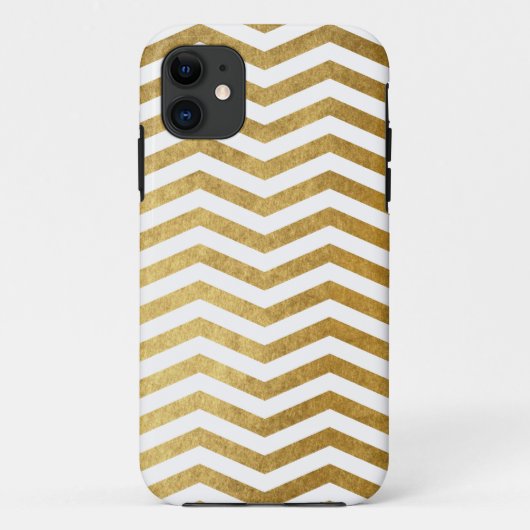 Coques Case-Mate iPhone Motif blanc de Chevron d'or (Dos)