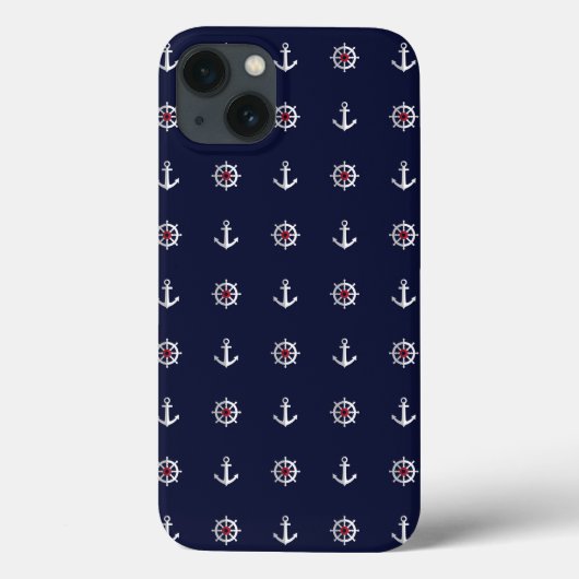 Coques Case-Mate iPhone Motif blanc et bleu rouge d'Ancre (Verso)