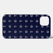 Coques Case-Mate iPhone Motif blanc et bleu rouge d'Ancre (Verso (horizontal))