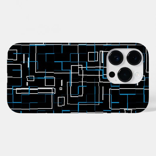 Coques Case-Mate iPhone Motif blanc et bleu sur noir (Verso (horizontal))