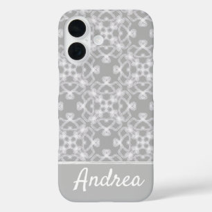 Coques iPhone 16 Motif blanc et gris personnalisé