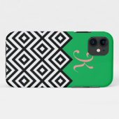 Coques Case-Mate iPhone Motif blanc et vert noir moderne de Chevron (Dos (Horizontal))