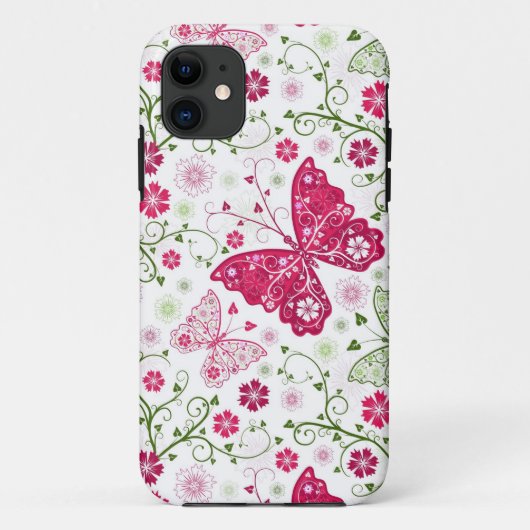 Coques Case-Mate iPhone Motif blanc floral (Dos)