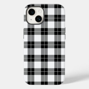 Coque Pour iPhone 14 Motif blanc noir moderne de plaid