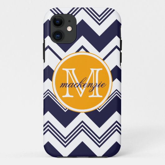 Coques Case-Mate iPhone Motif blanc nommé de Chevron de bleu marine de (Dos)