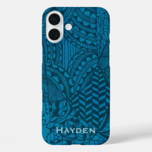 Coques iPhone 16 Plus Motif bleu Abstrait personnalisé