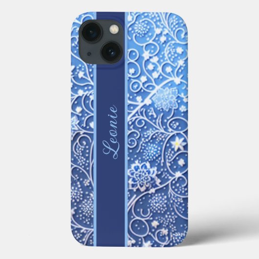 Coques Case-Mate iPhone Motif bleu avec fleurs et volutes (Verso)