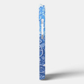 Coques Case-Mate iPhone Motif bleu avec fleurs et volutes (Verso / Gauche)