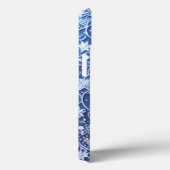 Coques Case-Mate iPhone Motif bleu avec fleurs et volutes (Verso / Droite)