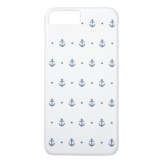 Coques Case-Mate iPhone Motif bleu blanc d'Ancre nautique (Dos)