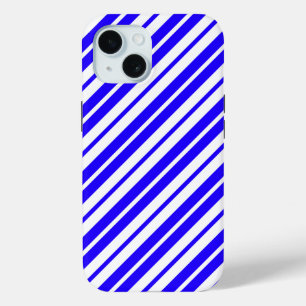 Coque Pour iPhone 15 Motif Bleu Blanc Vertical Grilles