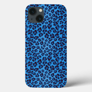 iPhone 13 Case motif bleu de texture de léopard