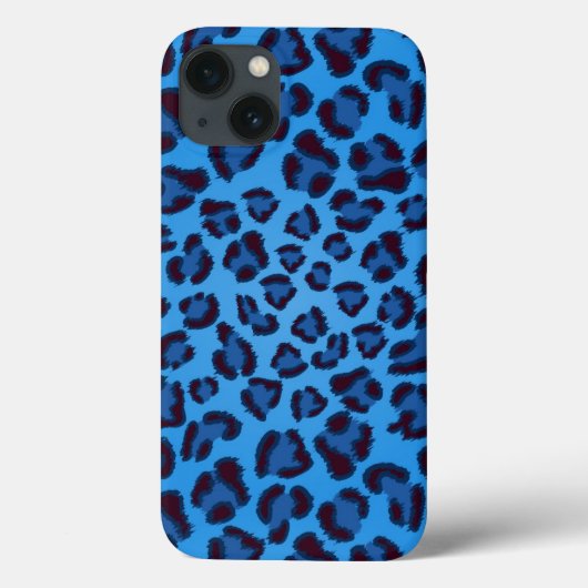 Coques Case-Mate iPhone motif bleu de texture de léopard (Verso)