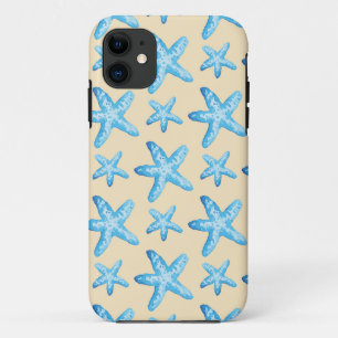 Coques Pour iPhone Motif bleu d'étoiles de mer d'aquarelle