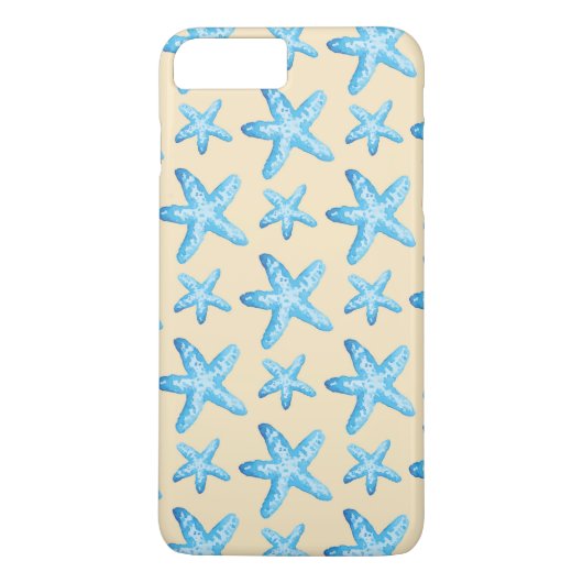 Coques Case-Mate iPhone Motif bleu d'étoiles de mer d'aquarelle (Dos)