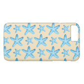 Coques Case-Mate iPhone Motif bleu d'étoiles de mer d'aquarelle (Dos (Horizontal))