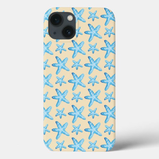 Coques Case-Mate iPhone Motif bleu d'étoiles de mer d'aquarelle (Verso)