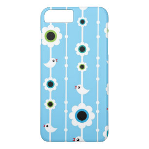Coque iPhone 8 Plus/7 Plus motif bleu d'oiseau et de fleurs