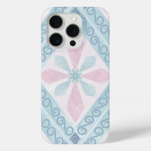 Coque iPhone 15 Pro motif bleu en forme de diamant