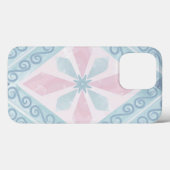 Coques Case-Mate iPhone motif bleu en forme de diamant (Verso (horizontal))
