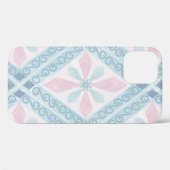 Coques Case-Mate iPhone motif bleu en forme de diamant (Verso (horizontal))