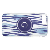 Coques Case-Mate iPhone Motif bleu et blanc chic d'ikat d'aquarelle (Dos (Horizontal))