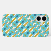 Coques Case-Mate iPhone Motif bleu et blanc d'Ukulele (Verso (horizontal))