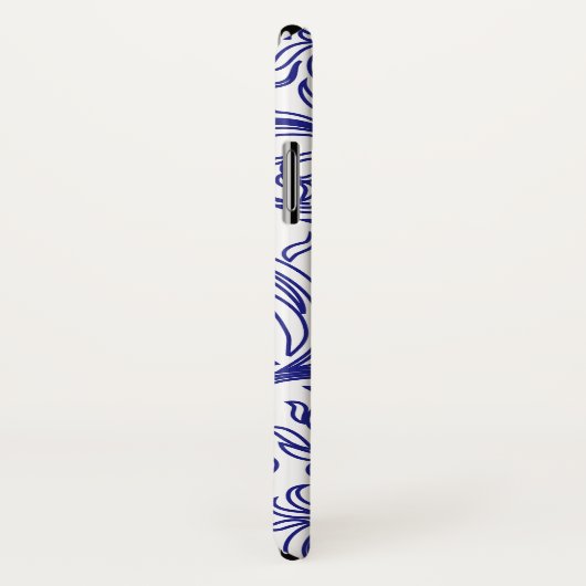 Coques Case-Mate iPhone Motif bleu et blanc rétro (Dos/Droite)