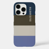 Coques Case-Mate iPhone Motif Bleu et Brown rayures (Verso)