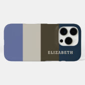 Coques Case-Mate iPhone Motif Bleu et Brown rayures (Verso (horizontal))