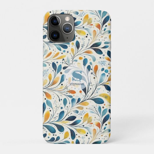 Coques Case-Mate iPhone Motif bleu et or Paisley Leaf (2) (Dos)