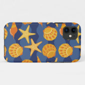 Coques Case-Mate iPhone Motif bleu et orange de coquillage (Dos (Horizontal))