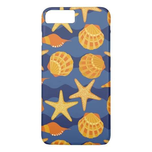 Coques Case-Mate iPhone Motif bleu et orange de coquillage (Dos)