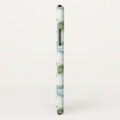 Coques Case-Mate iPhone Motif bleu et vert de Honycomb d'aquarelle (Dos/Droite)