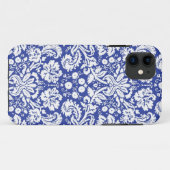 Coques Case-Mate iPhone Motif bleu-foncé de damassé (Dos (Horizontal))