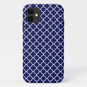 Case-Mate iPhone Case Motif bleu-foncé de Quatrefoil