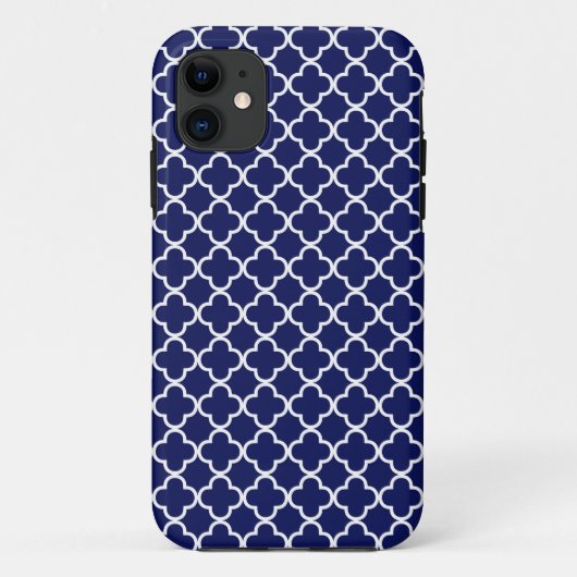 Coques Case-Mate iPhone Motif bleu-foncé de Quatrefoil (Dos)